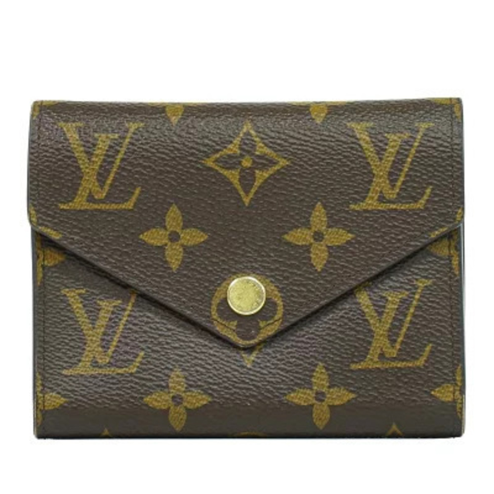 Louis Vuitton LV Portefeuille Victorine Monogram Wallet Canvas Leather Brown